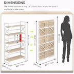 4NM Extra Wide 5 Tiers No Assembly Book Shelves, 51.2" H Folding Bookshelf Bookcase Open Industrial Foldable Shelves for Bedroom, Living Room, Home Office - Natural White