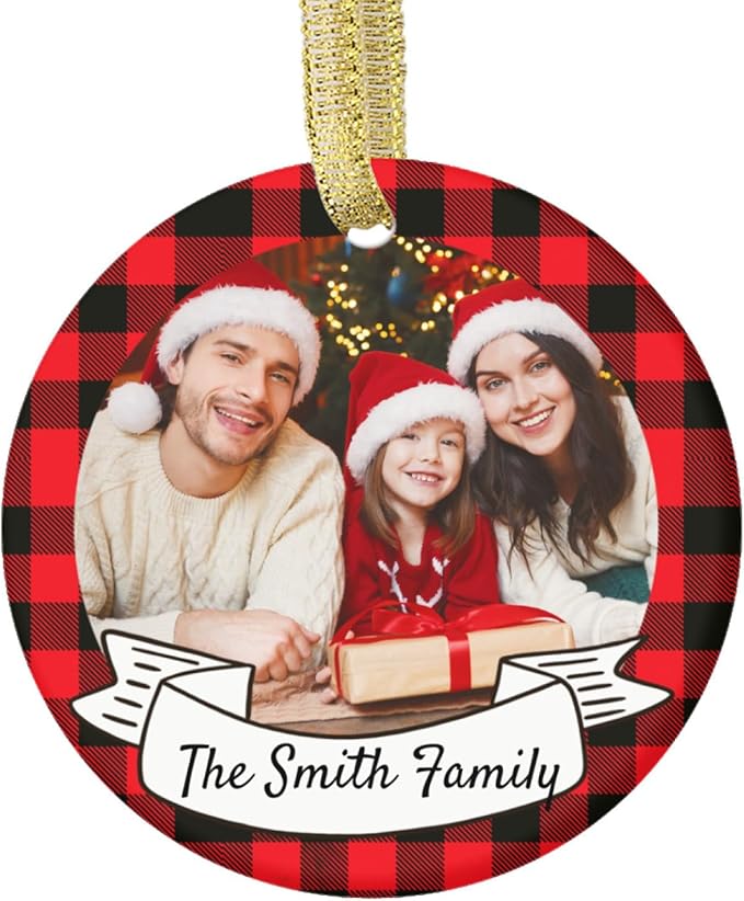Personalized Custom Photo Ornaments for Christmas Tree - Ceramic Hanging Xmas Ornaments for Couples, Family, Wedding