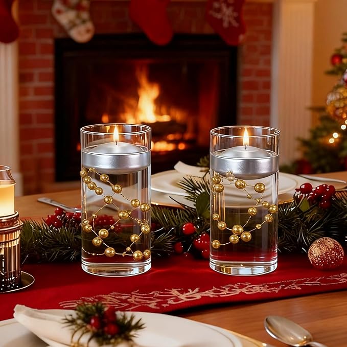 3 inch Floating Candles 8-9 Hours Silver Floating Candle for Centerpieces 30 Packs Unscented Floating Candles 3” Water Candles for Cylinder Vases, Pool, Wedding