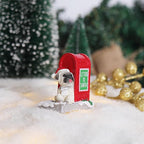 NINIPAPA Christmas Village Accessories Santa's Mailbox Villages Sets for Christmas Decoration Cute Resin Christmas Ornaments with Doggy Reading Letter