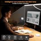 Led Desk Lamp for Office Home - Eye Caring Architect lamp with Clamp,Dual Screen Computer Monitor Work Smart Light: 24W 5 Color Flexible Adjustable Lighting Table Lamp for Study White