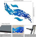 LiveInUrban Coastal Wall Art School of Fish Metal Wall Sculptures, Ocean Beach Themed Metal Hanging Home Decoration 3PCS 15.9"x11.5"
