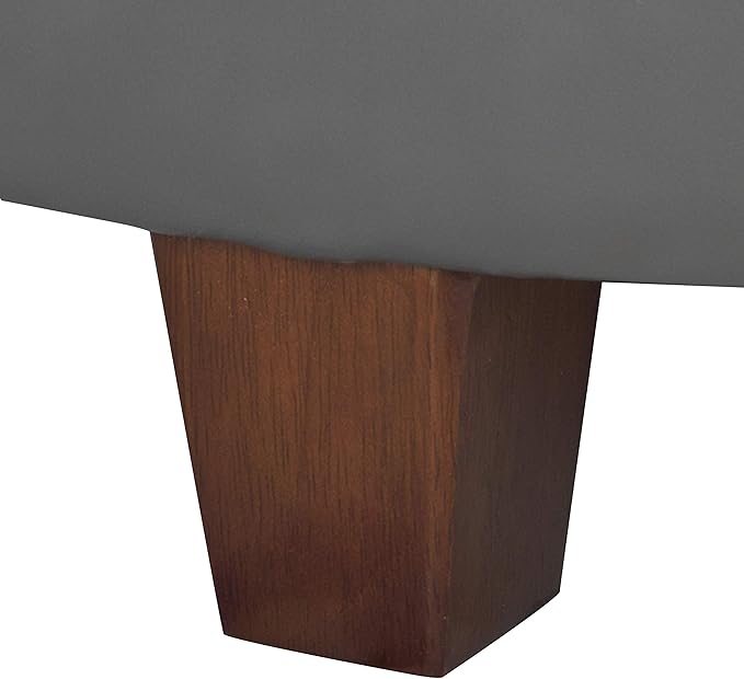 HomePop Round Leatherette Storage Ottoman with Lid, Charcoal Grey Large