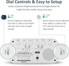 Dual Colorful Alarm Clock for Kids Bedroom - 0-100% Dimmer, 5 Alarm Sounds, USB Charger, Easy to Set, Weekday/Weekend Mode, Snooze, 12/24Hr, Battery Backup, Digital Clock for Teens Boys Bedside