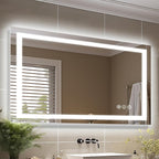 40"x24" LED Bathroom Mirror, Front and Backlit, Anti-Fog Bathroom Vanity Mirror, Stepless Dimmable Lighted, 3 Colors Smart Mirror (Horizontal/Vertical)