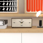 NEWGATE® Thunderbird Desk Clock | Retro Contemporary Rectangular Design | Mocha Brown | Modern mid Century Style for Desk, Mantel, Table top or Shelf