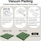 Tromlycs Floor Cushions Pillows for Adults Sitting Large Square Seating Pillow Gel Memory Foam 20 x 20 x 4 Inch Green Set of 2