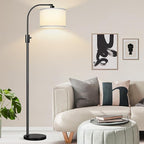 [Upgraded] Dimmable Floor Lamp, 1200 Lumens LED Edison Bulb Included, Arc Floor Lamps for Living Room Modern Standing Lamp with White Shade, Black Tall Lamp for Living Room Bedroom Office Dining Room