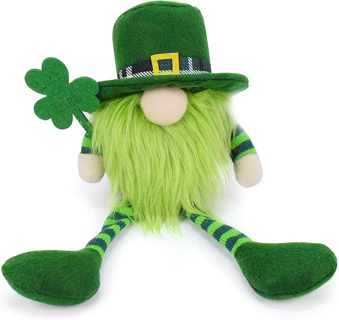 Adorable St. Patrick's Day Gnomes Plush Decorations Irish Leprechaun Luck Green Gnome Shamrock Elf Doll Swedish Tomte Ornaments for St. Patricks Day Home Decor