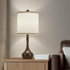 23" Farmhouse Table Lamp Set of 2, Brown Metal Modern Bedside Lamps for Living Room, 3 Color Temperature Rustic Table Lamps for Bedroom, Night Stands, Dorm,Office, Home Décor (Bulb Included)