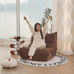 N&V Mid Century Armless Floor Sofa, Soft Premium Corduroy Lounge Chair, Foam Accent Chair for Living Room, Bedroom & Office, Ivory