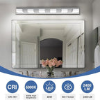 Modern LED Bathroom Lights Fixtures(6-Light),Stainless Steel Chrome Acrylic Wall Lighting,Vanity Lights for Bathroom Over Mirror(6000k 41in)