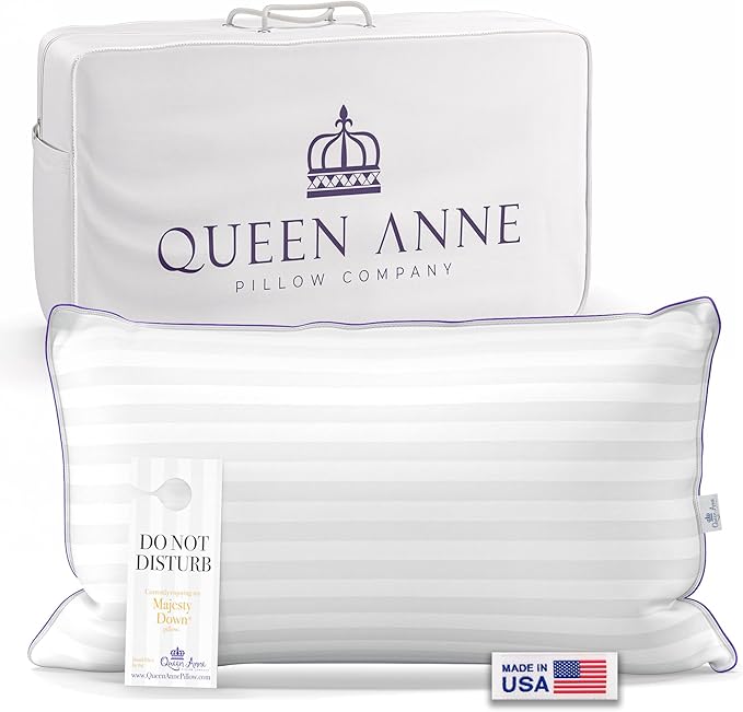 Queen Anne Hotel Collection Pillows – Luxury Down Alternative Bed Pillows (King Medium) – Ultimate Comfort, Hypoallergenic, Made in The USA