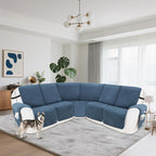 Recliner Sofa Covers 100% Waterproof Velvet L Shape Recliner Couch Covers for Sofa Pets Washable Anti Slip Recliner Slipcovers with Pockets (5 Seat Sofa, Dark Blue)