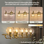 ANDY STAR Brushed Gold Bathroom Light Fixtures, 5-Light Vanity Lights for Mirror, 35 Inch Modern Wall Sconces Lighting with Globe Clear Shade Up or Down Wall Mounted for Bedroom, Living Room, Hallway