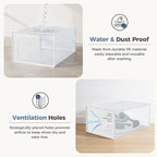 DUMOS Clear Shoe Storage Boxes, 15-Pack Plastic Stackable Shoe Containers with Lids, Display Sneaker Case Organizer for Closet, Under Bed, Entryway,White (Fit Size 11)