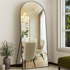 GLSLAND 35x78 inch Arched Full Length Mirror - Aluminum Alloy Frame Floor Mirror with Stand High Definition-Full Body Mirrors for Bedroom or Living Room,Black