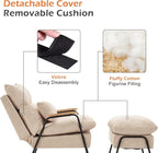 MCombo Accent Recliner Chair with Ottoman, Modern Fabric Armchair, Upholstered Sofa Bed for Living Room Bedroom, Small Space 4055 (Black Frame, Beige)