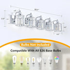 5-Light Modern Bathroom Light Fixture Chrome Bathroom Vanity Lights Over Mirror Wall Sconce Lighting with K9 Crystal Shades E26 Base for Bedroom, Living Room, Hallway Wall Lamp