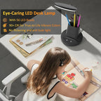 Desk Lamp with Wireless Charger, LED Desk Lamp for Home Office with Pen Holder, Dimmable Eye-Caring Study Desk Light Flexible Arm 3 Color Modes for College Dorm, 800 Lumens CRI 90