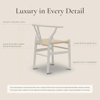 POLY & BARK Weave Dining Chair – Mid-Century Modern Wishbone Dining Chair with Arms, Solid Wood Frame, Indoor Use – White – Single - Ideal for Dining Room, Kitchen or Stylish Accent Setting
