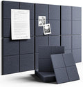 Large Felt Bulletin Board 36"x24", 6-Pack 4-Compartment Wall Organizer, Cork Board Alternative with 60 Removable Adhesive Tabs, Modular Felt Panels for Home Office, Classroom and Study- Navy Blue