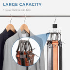 Belt Hanger, Belt Organizer for Closet 360° Rotatable Max 24 Belt Storage Space Saving Closet Organizers and Storage for Belt, Bra, Tank Top, Tie, Scarf, Purse 3Pcs