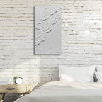 MyArton Extra Large White Textured Ocean Wave Canvas Wall Art, Handmade Contemporary Modern Beach Wall Art, 3D Textured Abstract Artwork for Home Decor Framed Ready to hang Vertical
