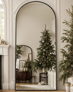 Antok Full Length Mirror, 71"x32" Floor Mirror, Arched Floor Standing Freestanding Arch Full Body Mirrors with Stand for Bedroom, Hanging Mounted for Living Room Cloakroom,Black