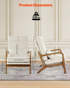 VEVOR Accent Chair, High Back Mid Century Modern Armchair with Solid Wood Frame and Non-Slip Legs, Upholstered Leisure Chair with Linen Fabric and 5.3 in Thickened Cushion, for Living Room, Bedroom
