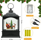 Christmas Snow Globe Lantern with Music & Timer, Santa LED Glitter Lantern, Battery Operated Christmas Globe Decoration, Fall Holiday Decor for Home