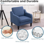 VINGLI Mid century Modern Accent Chair,Navy Blue Fabric Accent Chairs for Living Room Upholstered Armchair with Scooped Arms for Bedroom,Apartment,Studio,Office,Waiting Room