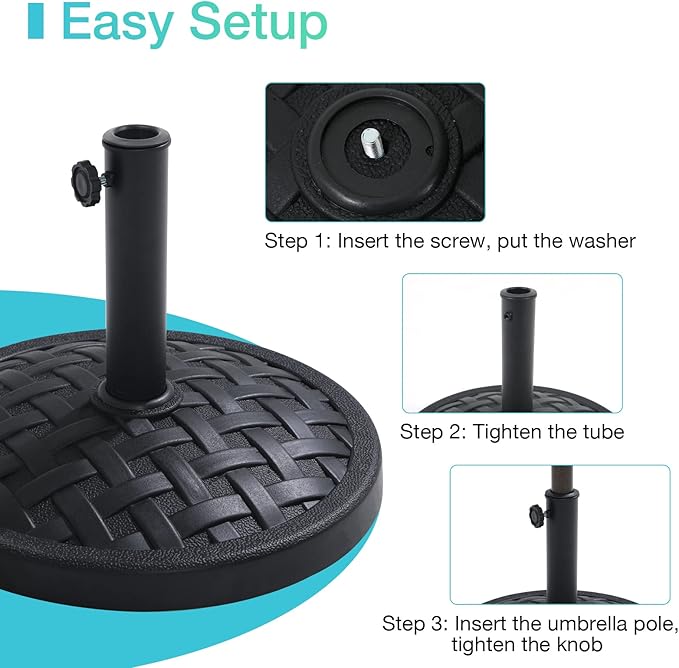 COBANA 31lb Patio Umbrella Base, Heavy Duty Round Outdoor Market Umbrella Stand Weight, Black