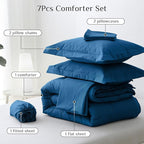 JOLLYVOGUE California King Comforter Set, Ultra-Soft Bed in a Bag Cal King Size 7 Pieces, Oeko-TEX Certified Bedding Set with Down Alternative Comforter, Sheets, Pillowcases & Shams, Teal