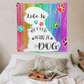 VUMIVI Cute Dog Tapestry Rainbow Color Planks Rustic Farmhouse Home Decor Pet Paws Tapestry Wall Hanging for Living Room Bedroom Dorm Classroom Aesthetic Decor W60xL60in