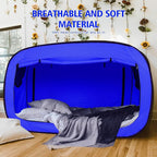 Bed Tent Full Bed Canopy Portable Dream Tent for Adult Indoor Sleeping Tents with 2 Doors Breathable Private Space Tents, Blue