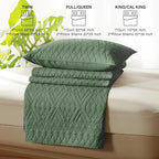 akkialla King/Cal King Size Quilt Bedding Set,Green Lightweight Microfiber Soft Bedspread,Modern Style Geometric Pattern Coverlet Set for All Seasons,3 Piece(1 Quilt,2 Pillow Shams)