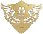 SIGNLEADER Metal Wall Art Decor - Soccer Trophy with Wings Minimalist Modern Abstract Wall Sculpture Hanging Home Decoration for Living Room, Bedroom, Bathroom, Kitchen, Studio, Outdoor - 24" Gold
