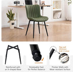 YOUNUOKE Mid-Century Modern Dining Chairs Set of 2, Olive Green PU Leather Upholstered Kitchen Chairs with Black Metal Legs, Armless Accent Side Chair for Dining Room, Guest Reception Room