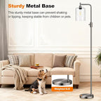 【Upgraded】Dimmable Floor Lamp for Living Room with Glass Lampshade, Brushed Nickel Modern Floor Lamp with 900LM LED Bulb Included, Bright Standing Tall Lamp for Bedroom, Office, Reading Room, Corner