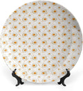 Decorative Plates, AST Food Print Ornament, Pattern with Fried Eggs Healthy Protein, 8 Inch, Kitchen Wall Decor, Marigold Peach Cream