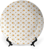 Decorative Plates, AST Food Print Ornament, Pattern with Fried Eggs Healthy Protein, 8 Inch, Kitchen Wall Decor, Marigold Peach Cream