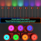 Compact Cordless Table Lamp, Rechargeable LED Night Light, Dual Light Source (RGB Top & Warm Bottom), Touch Control & Timer, Metal Lamp for Bedroom & Kids Room (Red 1-Pack)