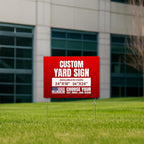Custom Yard Signs with 2 Metal Stakes by BCB Print | Personalized Lawn Signs for Business, Events & Campaigns | Double Sided HD Outdoor Signage | Express Dispatch & Ship | Made in USA | 24×18 & 24×36