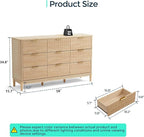 LINSY HOME Fluted Dresser for Bedroom with 9 Drawers, 58" Wide Mid Century Modern Dresser, Tall Boho Chest of Drawers, Large Wood Accent Storage Cabinet for Living Room, Curved Profile Design, Oak