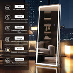 71"x32" LED Full Length Mirror – Standing Floor Body Mirror with Dimmable Lights 3 Color Modes – Adjustable Brightness, Wall-Mount or Leaning for Barber, Fitness Center, Dressing Room