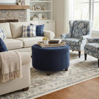 HomePop Large Velvet Storage Ottoman - Navy