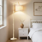 Floor Lamp for Living Room - 69" Rustic Farmhouse Tall Lamp with Adjustable Color Temperatures- Country Resin Vintage Reading Light Standing Lamps for Bedroom Office Home Decor, Almond White