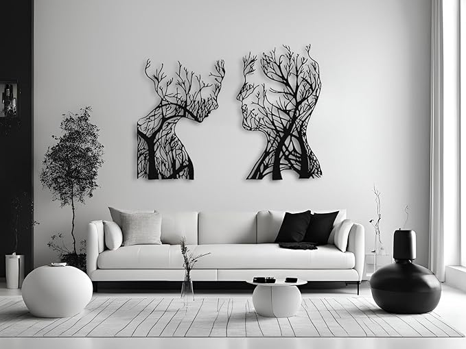 VAILLA Wood Wall Art Decor Wall Hanging Sculpture Modern Home Decoration 3 Panels Nature Wall Hangings Large Wooden Wall Arr 3D Textured Sculptures for Living Room Bedroom Office Dinnig Room (Faces 2)
