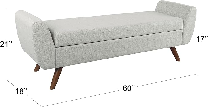 HomePop Modern Storage Bench with Wood Legs |Homepop Home Décor|Bench with Storage for Living Room & Bedroom - Light Gray Woven